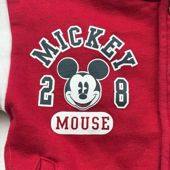 Disney Mickey Mouse Toddler Varsity Jacket Red White Snap 2T Sporty Playful Fun - Picture 3 of 9